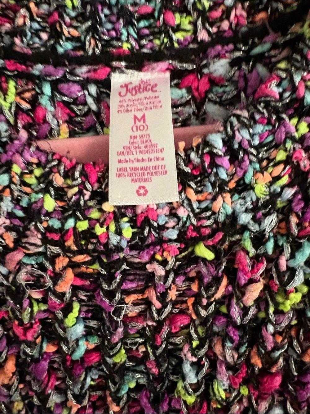 Justice Cozy Multicolor Chunky Knit Sweater - Girl’s